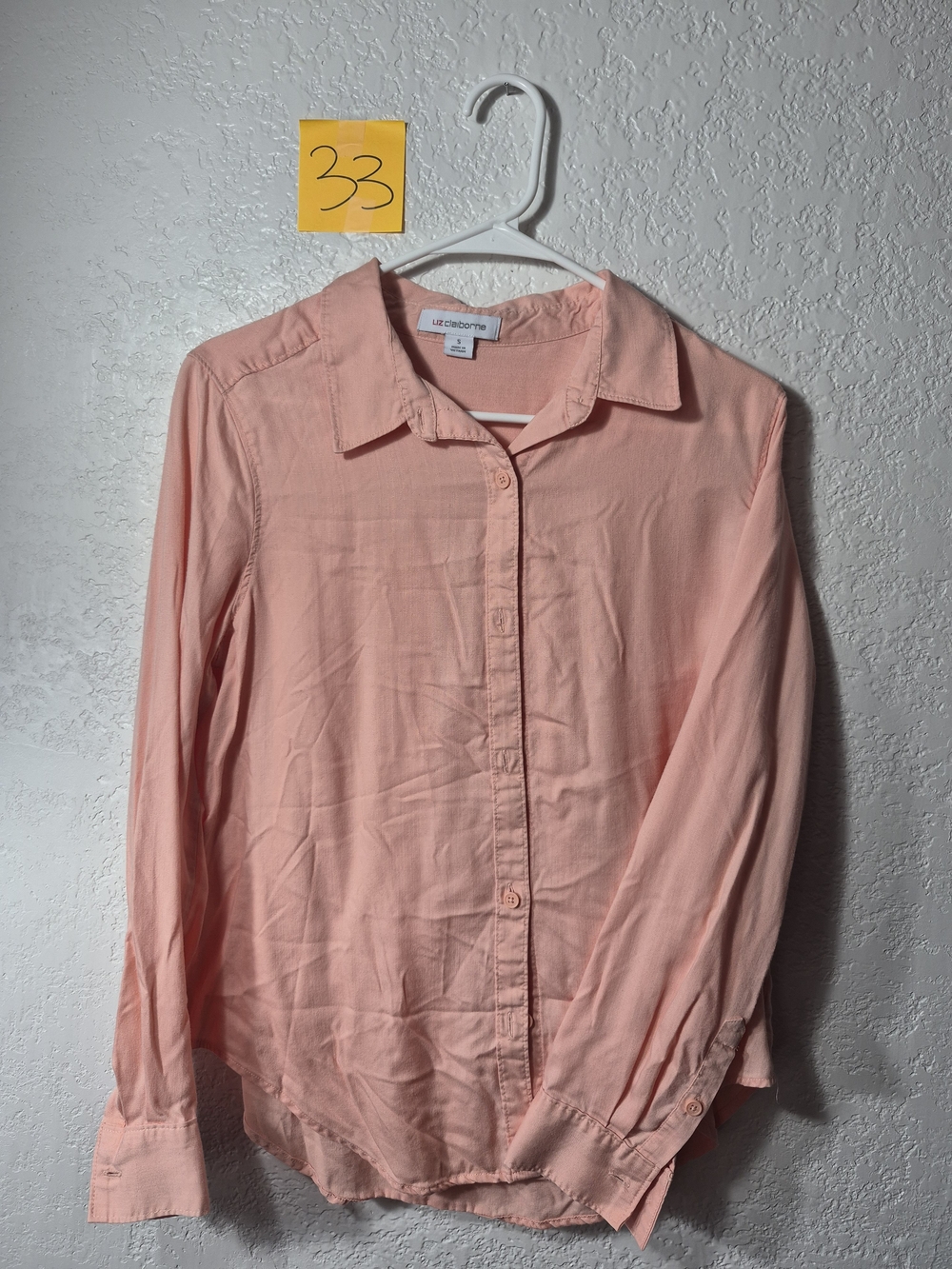 Liz Claiborne Peach Button-Up Shirt SMALL